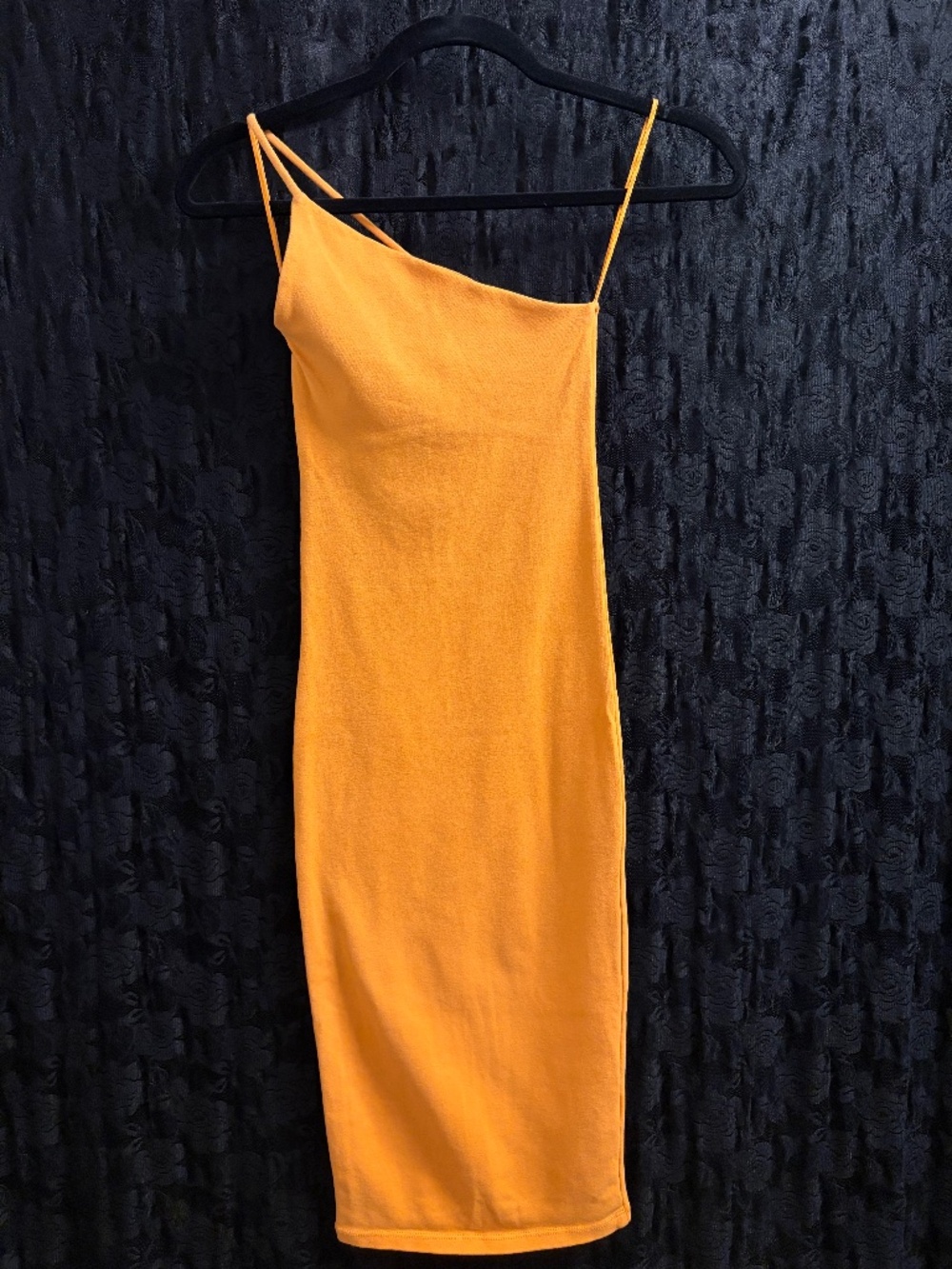 Orange body con tube dress one shoulder